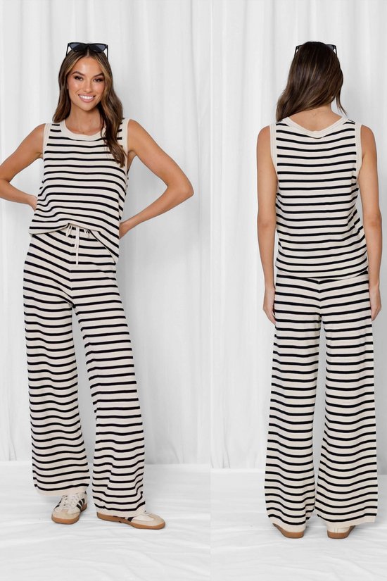 Caprice Summer Stripe Knit Pant & Top Set