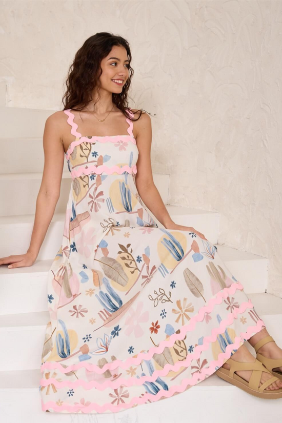 Load image into Gallery viewer, White Cactus Maxi Dress
