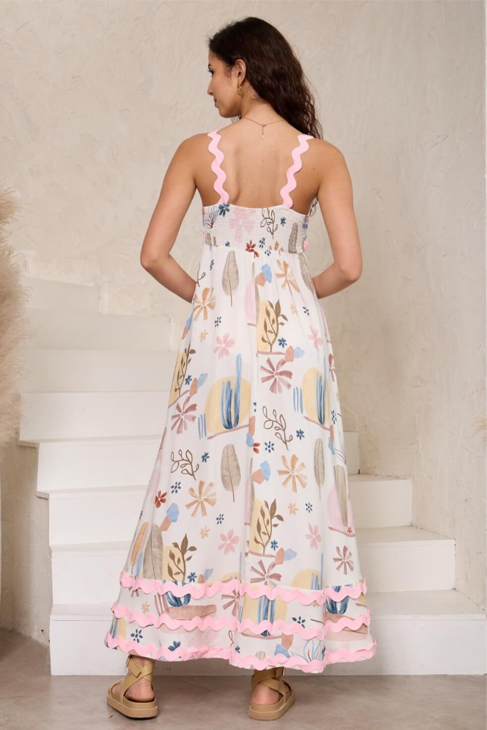 Load image into Gallery viewer, White Cactus Maxi Dress
