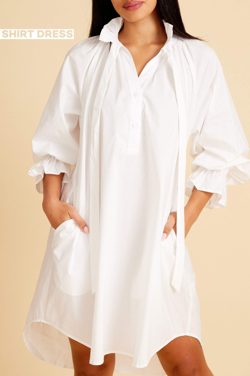 CC Shirt Dress - White Poplin