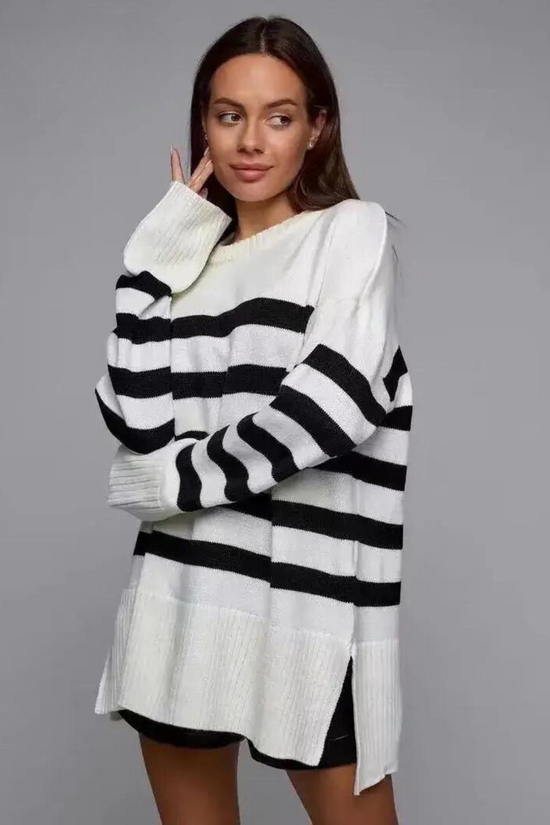 Drea Knit - White/Black Stripe