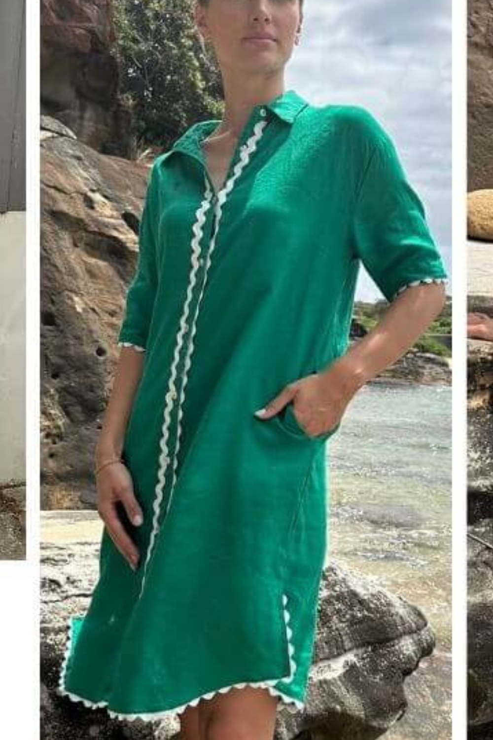 Isabel Linen Dress - Green