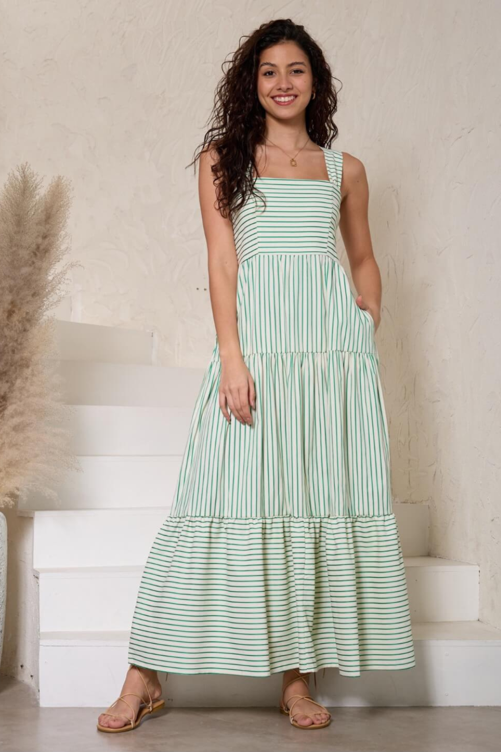Load image into Gallery viewer, Emerald Stripe Maxi Dress
