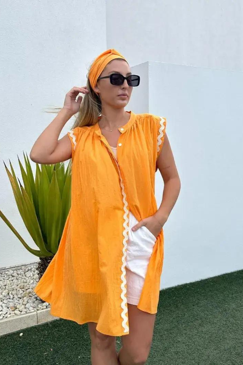 Jas Zig Zag Tunic - Tangerine