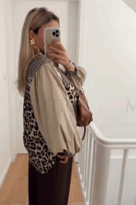 Striped Leopard Print Shirt