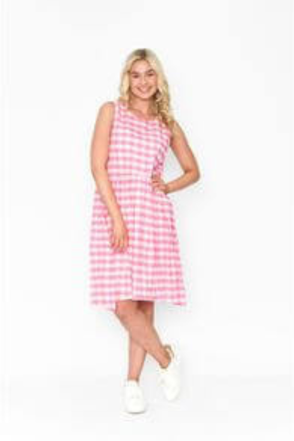 Gingham Gathers Dress - Pink