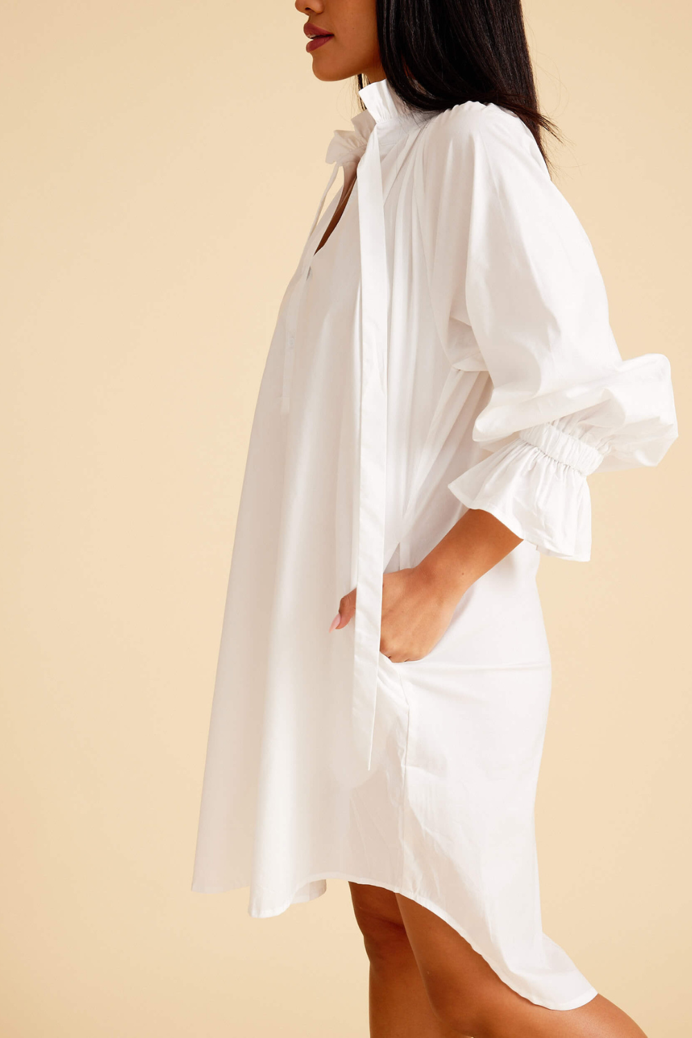 CC Shirt Dress - White Poplin