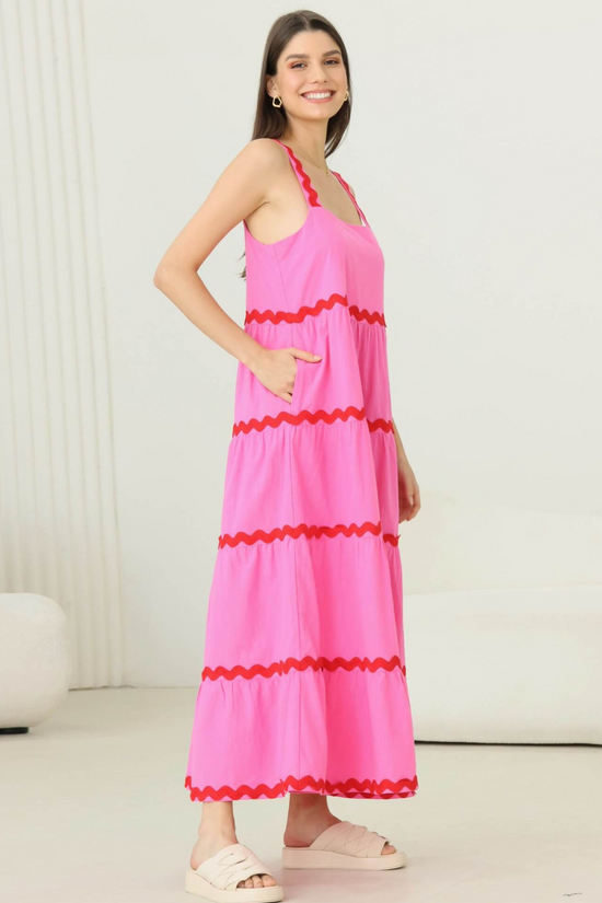 Load image into Gallery viewer, Pink MonoWave Maxi Dress
