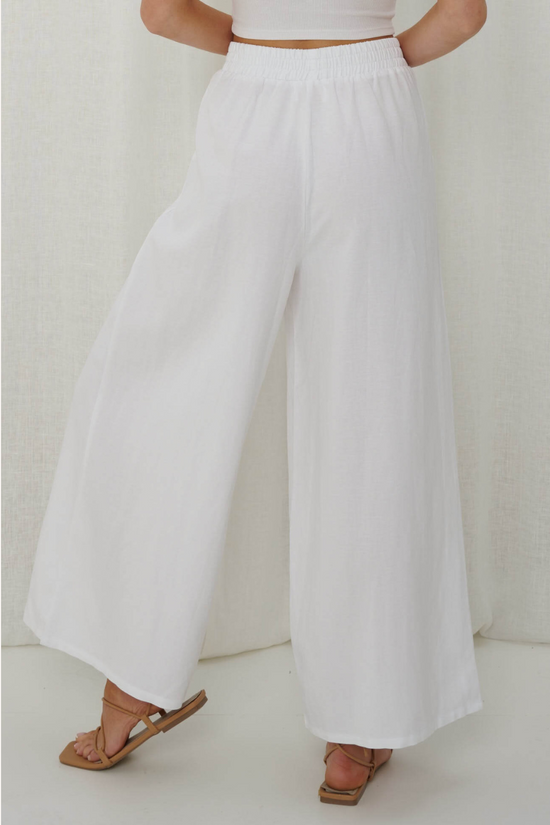 Iris Maxi Linen Pants - White