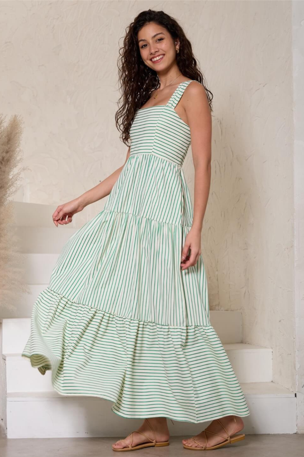Load image into Gallery viewer, Emerald Stripe Maxi Dress
