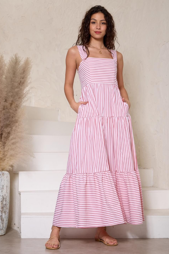 Scarlet Serenity Stripe Maxi Dress
