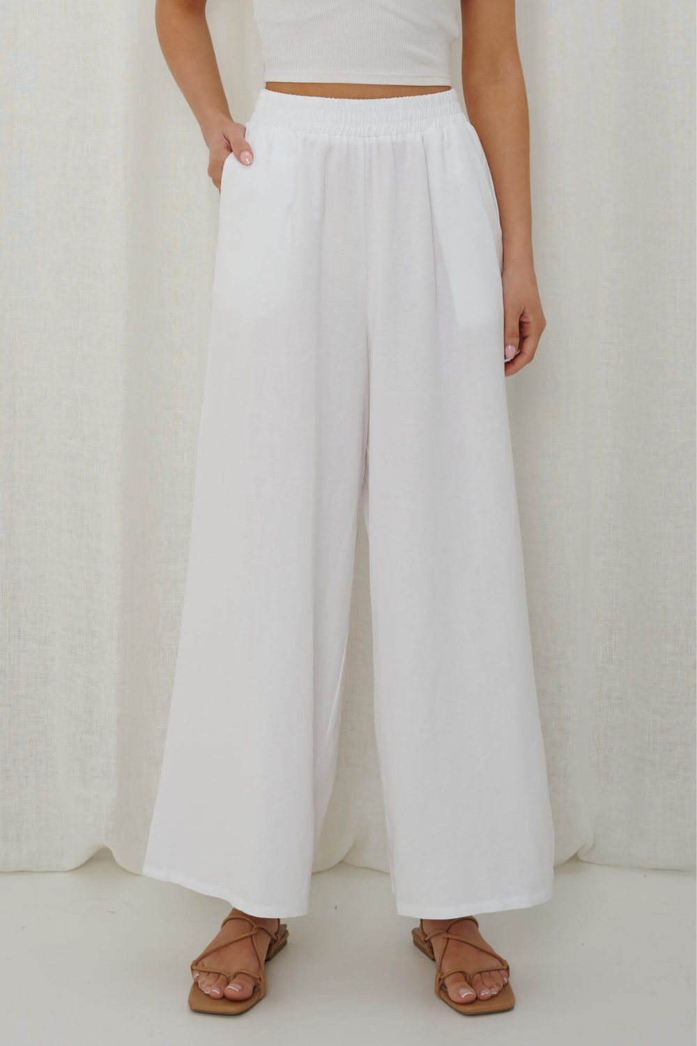 Load image into Gallery viewer, Iris Maxi Linen Pants - White
