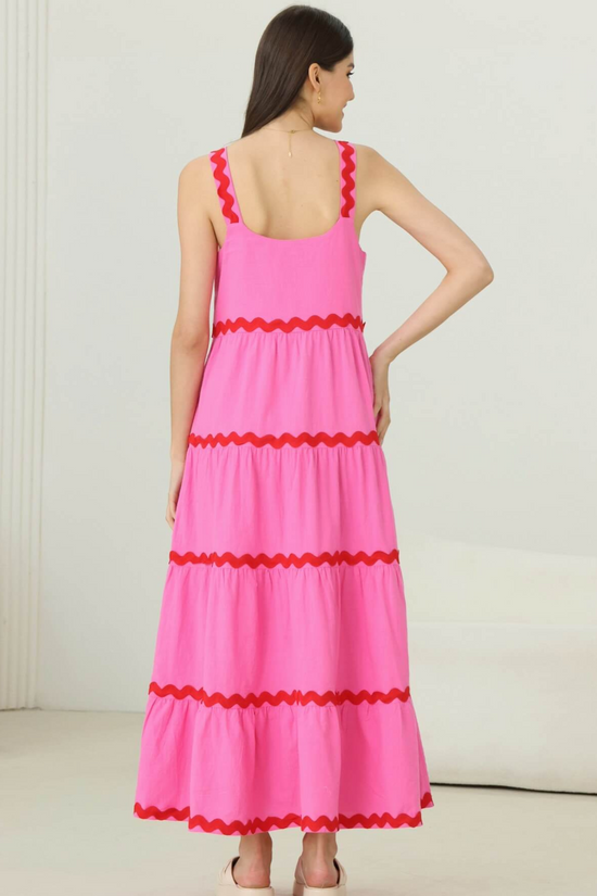 Pink MonoWave Maxi Dress