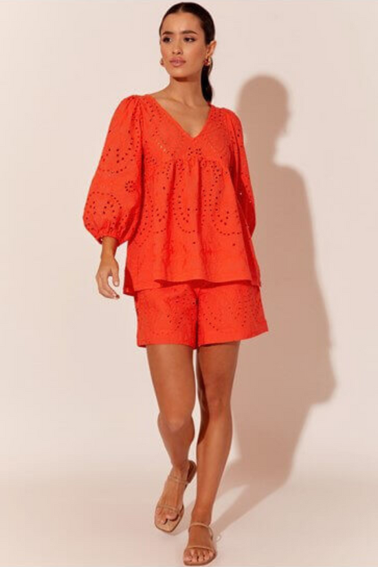 Vivienne Deco Broderie Top - Orange