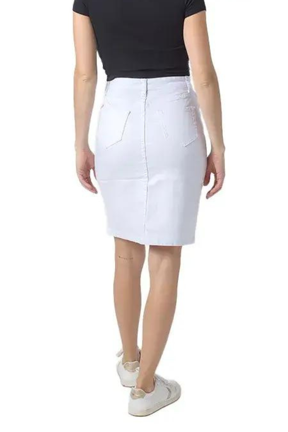 Midi Denim Skirt - White