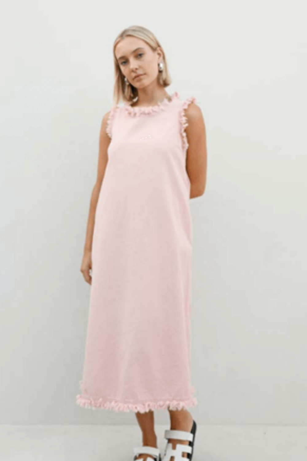 Masion Frayed Edge Dress - Pink