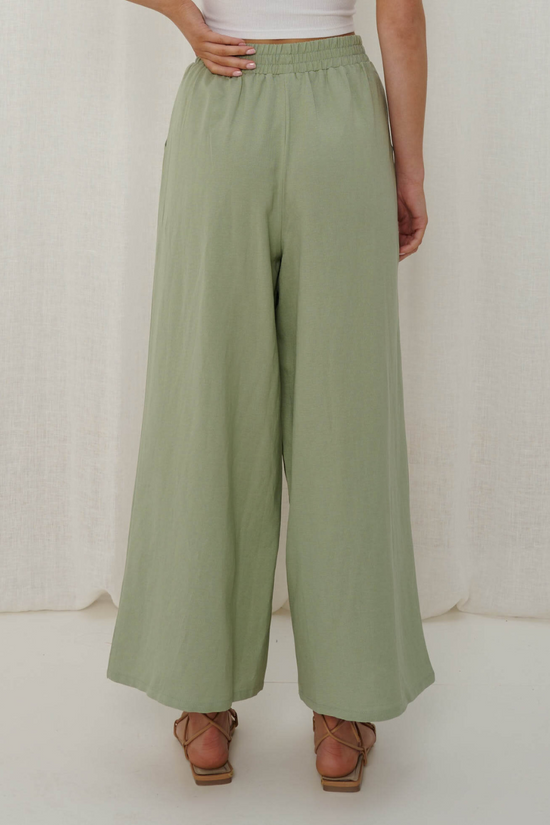 Iris Maxi Linen Pants - Sage