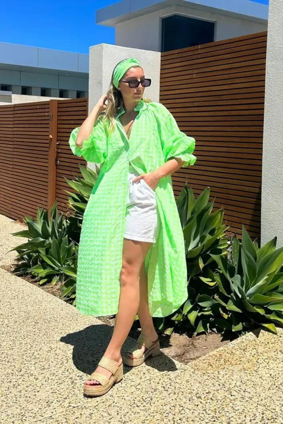 Mireya Shirt Dress - Neon Lime