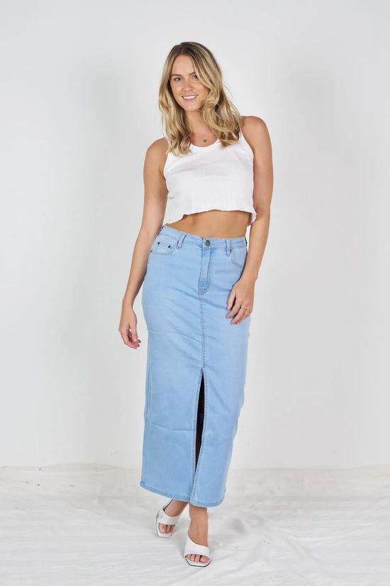 Split Front Denim Skirt