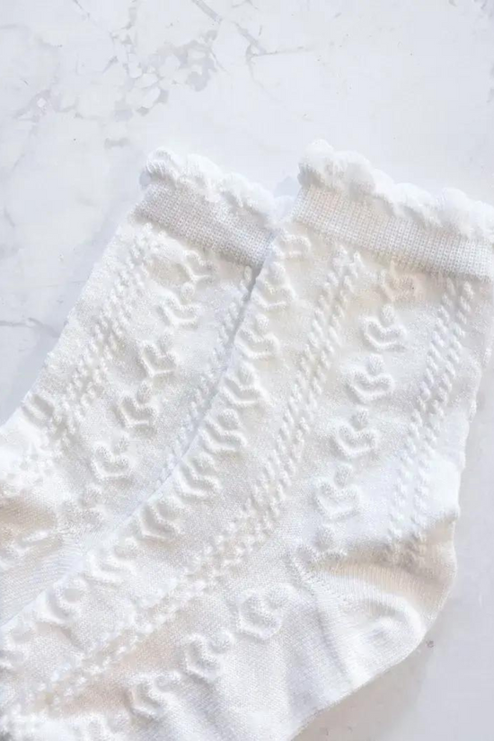 Knitted Heart Frill Socks