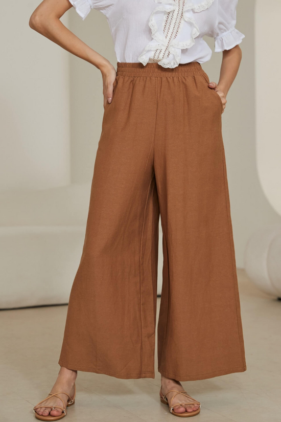 Iris Maxi Linen Pants - Rust