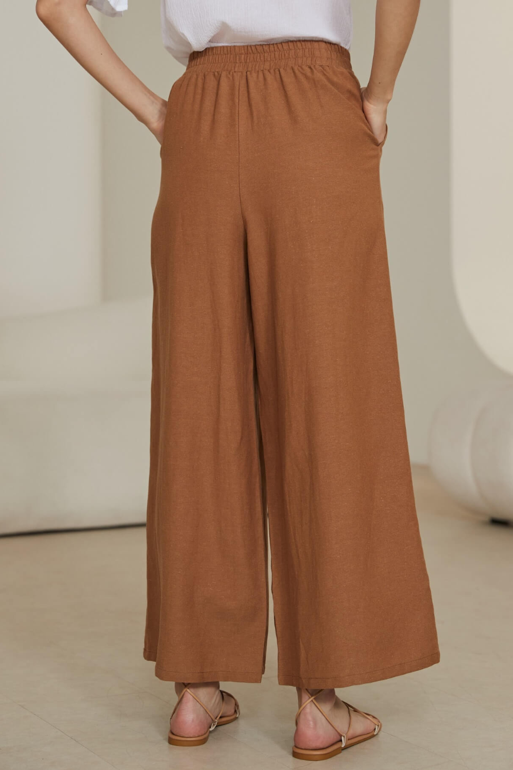 Iris Maxi Linen Pants - Rust