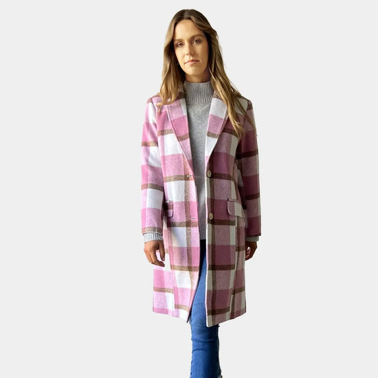 Pink Gingham Warm Coat