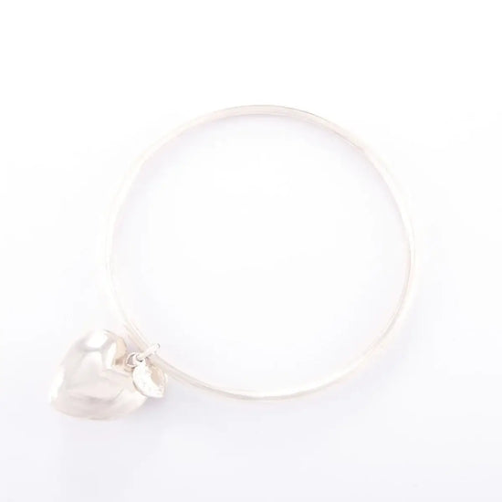 Sterling Silver Puffed Heart Bangle