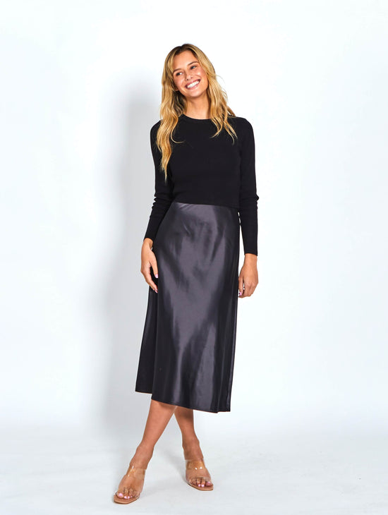 Aliki Satin Effect Mini Skirt - Black